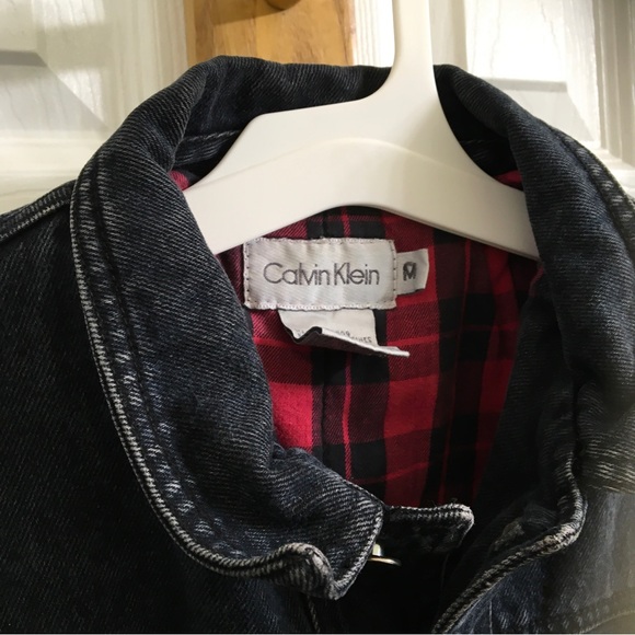 Calvin Klein Black Vintage Distressed Jean Jacket size Med - Picture 7 of 7